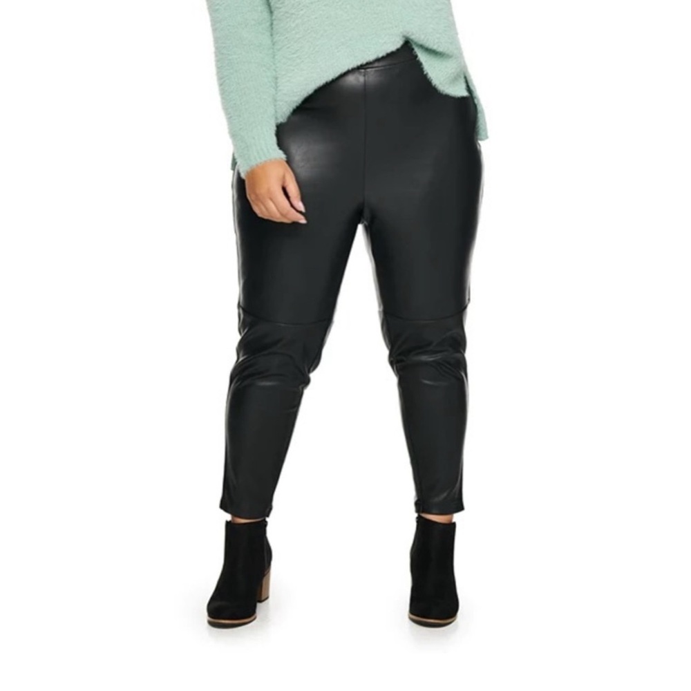 Denise Bidot x Sonoma Black Faux Vegan Leather Pants Women’s Plus Size 3X
